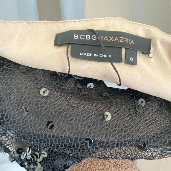 BCBGMAXAZRIA Cocktail Dress Black Sequins, Satin, and Lace, Size 6 - Picture 8 of 15